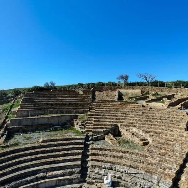 360° view of the Ancient Theatre of Hephaistia on Limnos, Limnos from Above photography