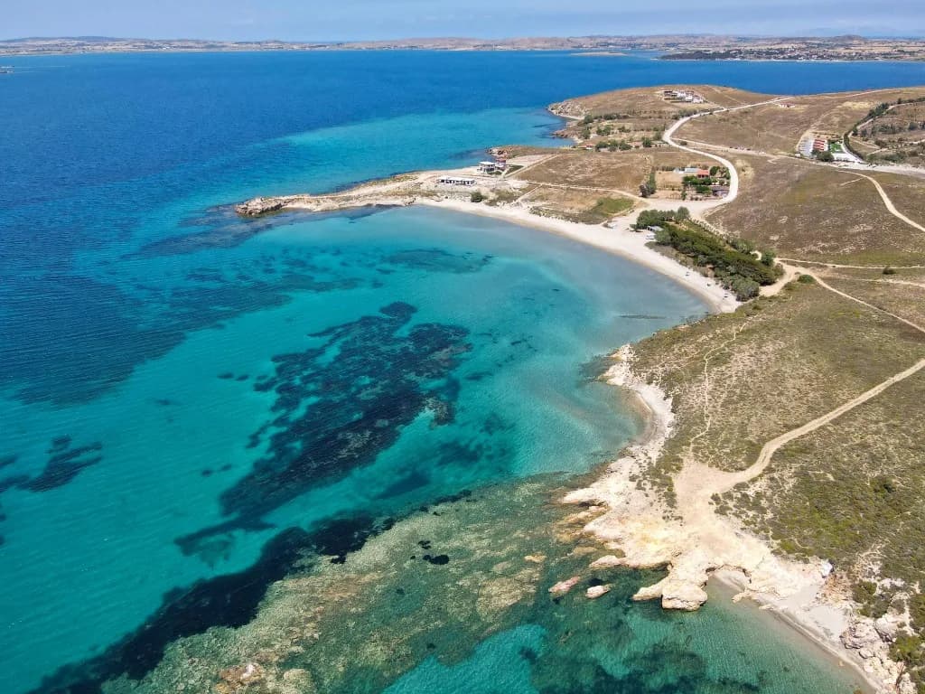 Aerial view of the Lemnos coastline in Greece