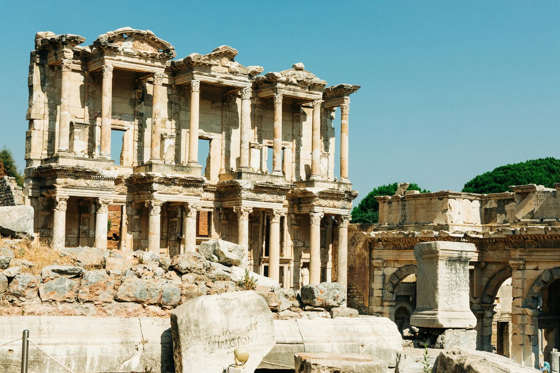 Library of Celsus at Ephesus with classical columns and stone facade
